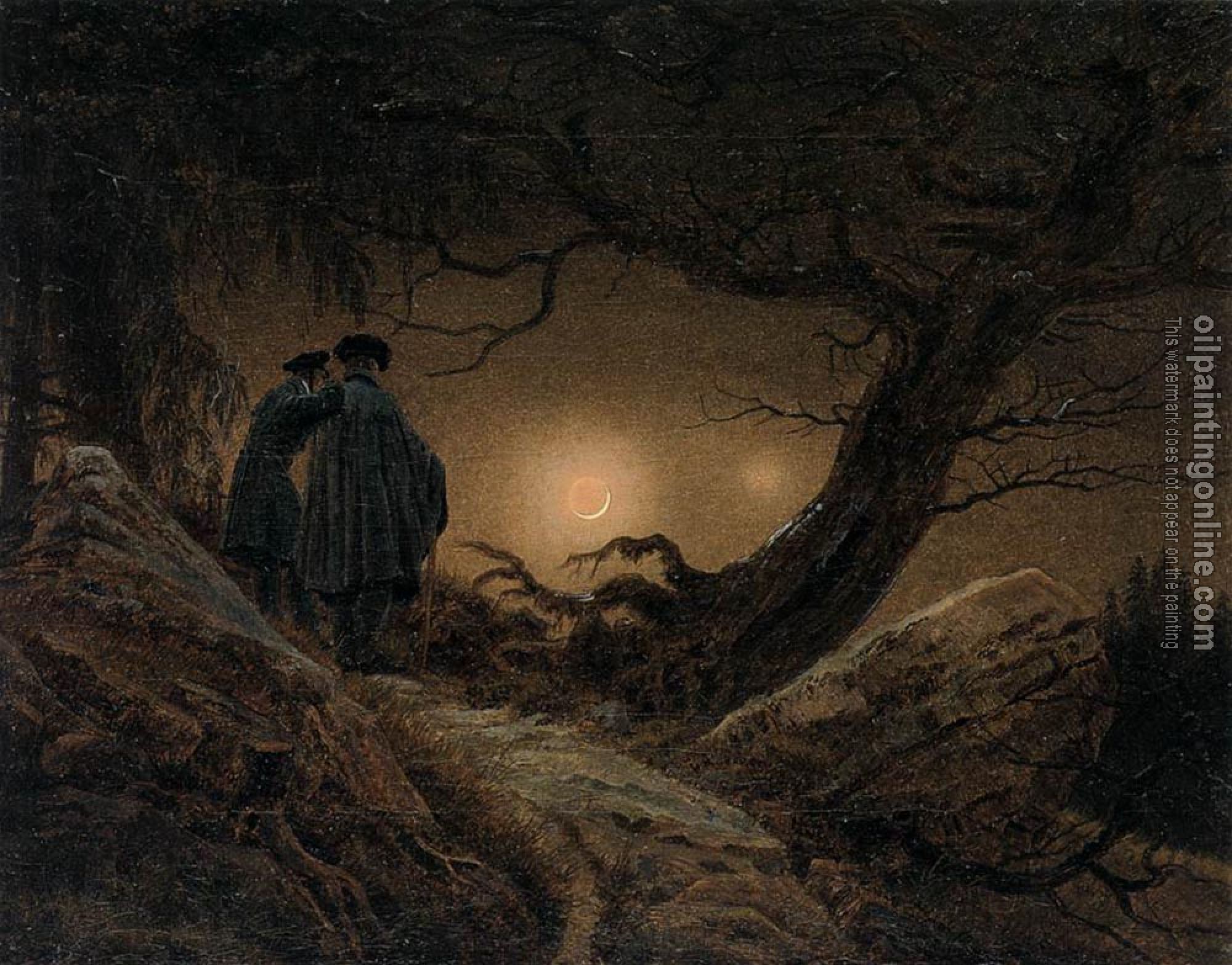 Friedrich, Caspar David - Two Men Contemplating The Moon